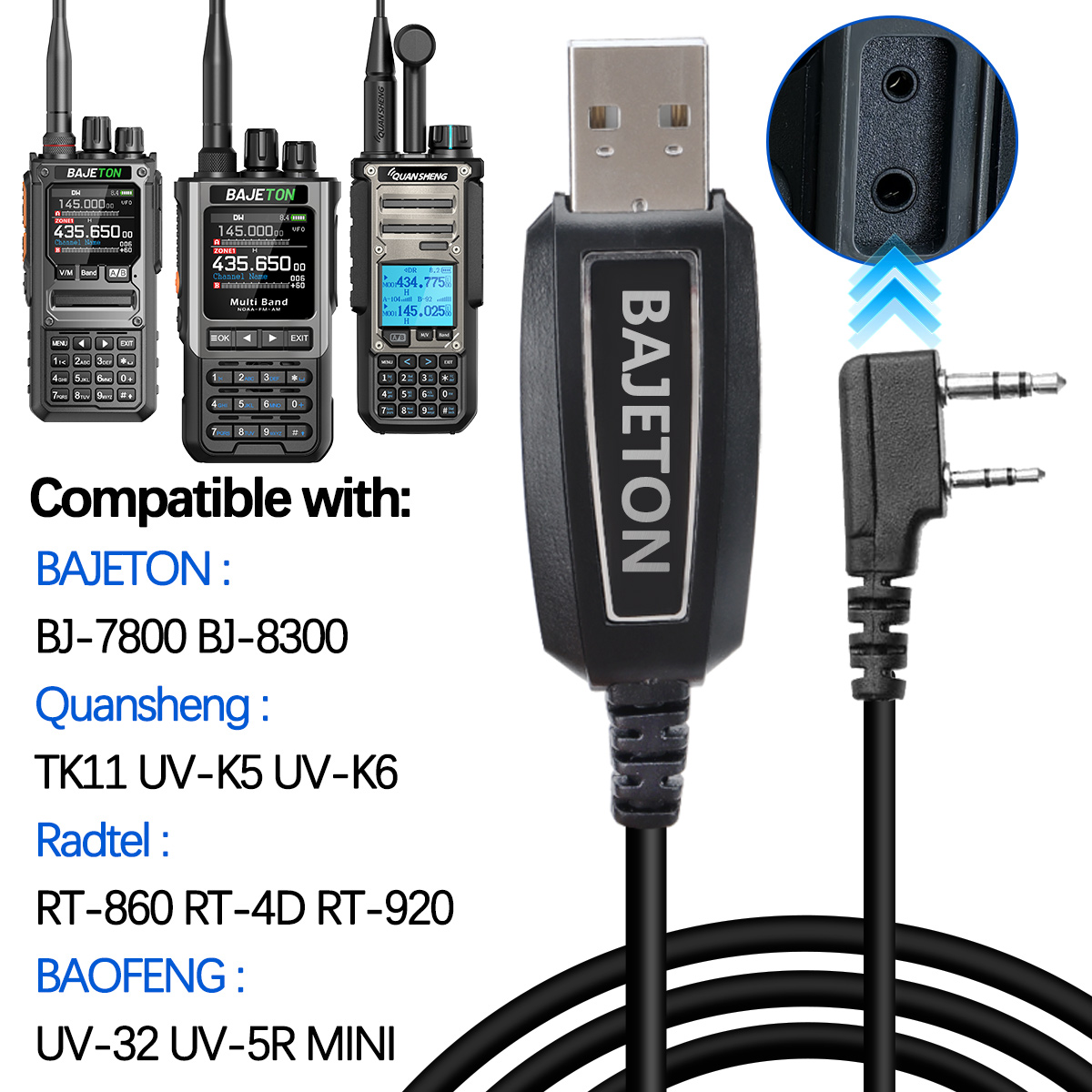 Usb Hub - BAJETON Walkie Talkie USB-Programmierkabel K-Stecker für
